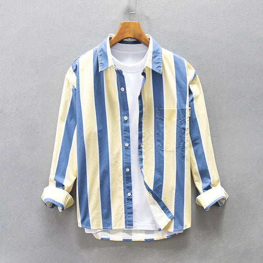 Camisa Holgada de Hombros Caídos con Rayas para Hombre