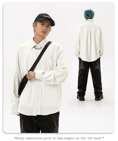 Camisa Larga Drapeada Estilo Japonés para Hombre - Image 24