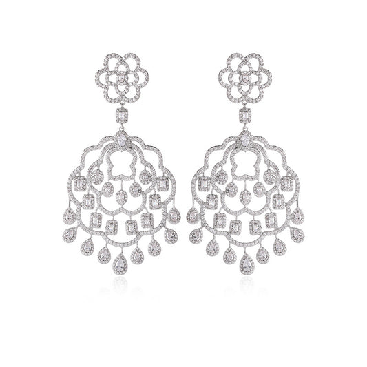 Aretes de Cobre Hueco Lujo con Circonitas Incrustadas - Diseño Vintage - Image 2