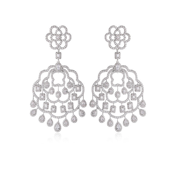 Aretes de Cobre Hueco Lujo con Circonitas Incrustadas - Diseño Vintage