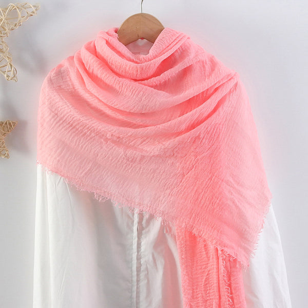 Pañuelo de Algodón y Lino Plisado Monócromo - Toalla para Cabello Mujer