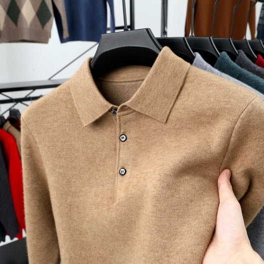 Polo Cuello Vuelto de Punto Manga Larga para Hombre