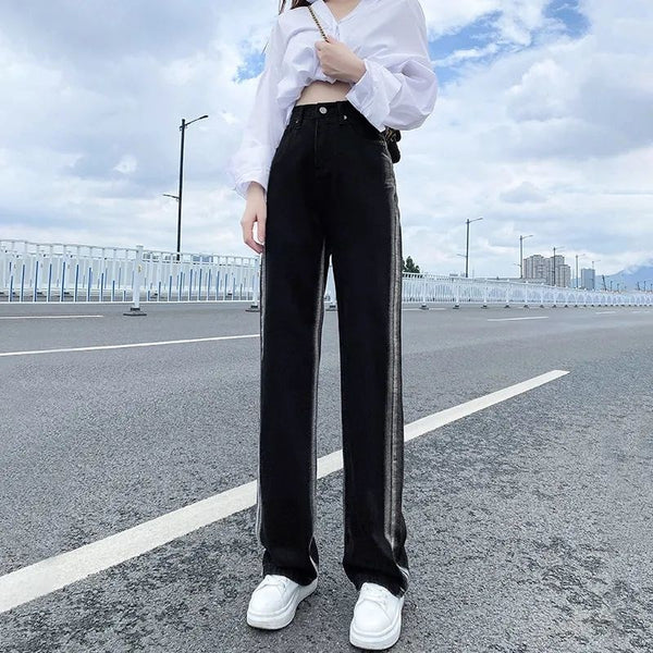 Jeans Rectos con Degradado Negro