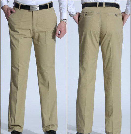 Pantalones de Cintura Alta para Hombre Maduro - Corte Recto Clásico