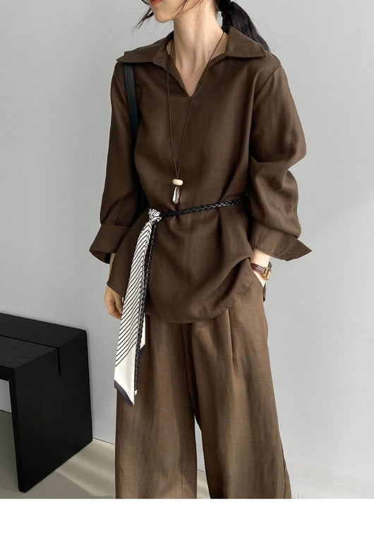 Conjunto de Blusa Casual y Pantalón Ancho con Cintura Elástica - Image 15