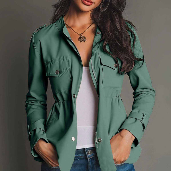 Chaqueta Cortavientos Entallada con Bolsillos para Mujer