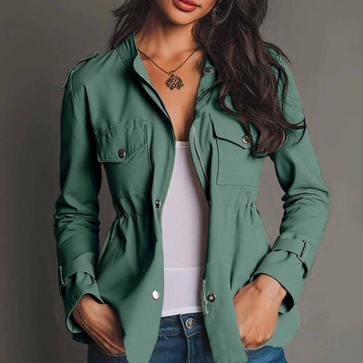 Chaqueta Cortavientos Entallada con Bolsillos para Mujer