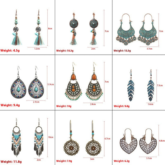 Aretes Bohemios Ovalados en Aleación de Metal Hanqi - Image 7