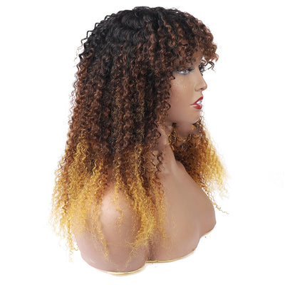 Peluca Cabello Natural Mecanismo Completo Tres Colores Cabello Liso y Rizado - Image 9