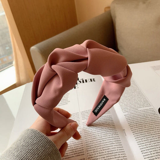Cinta para el Cabello Plisada de Ala Ancha con Color Sólido para Mujer - Image 20