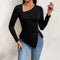 Blusa Versátil de Cuello Oblicuo para Otoño e Invierno - Manga Larga Cómoda