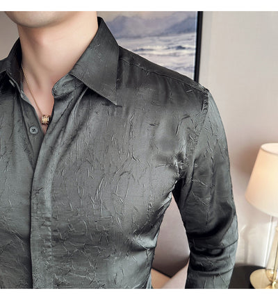 Camisa Larga Hombre Ice Silk Textura Premium - Transpirable y Fresca - Image 26