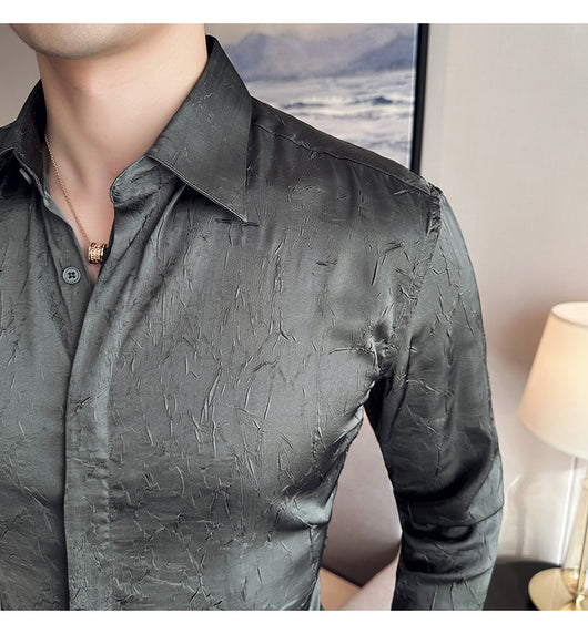 Camisa Larga Hombre Ice Silk Textura Premium - Transpirable y Fresca - Image 26