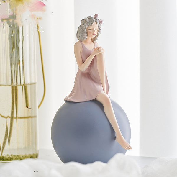 Estatua Decorativa de Niña Burbuja en Resina - Figura Adorable para el Hogar