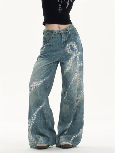 Pantalones Jeans Anchos con Estampado de Moño - Image 17