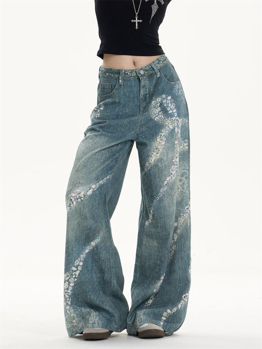 Pantalones Jeans Anchos con Estampado de Moño - Image 17