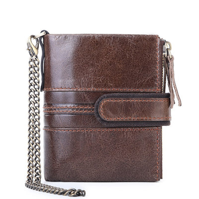 Billetera Antirobo de Cuero Genuino con Cierre Seguro - Cartera Multifuncional Vintage para Hombre - Image 3