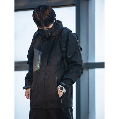 Chaqueta Negra con Detalles Reflectantes Láser para Hombre