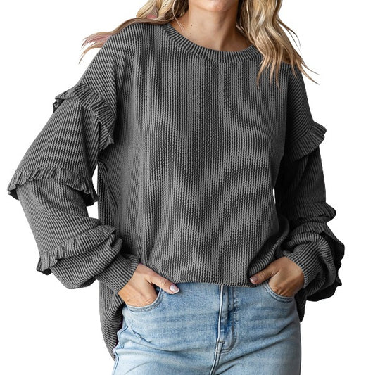 Blusa Elegante con Mangas Linterna y Encaje - Image 3