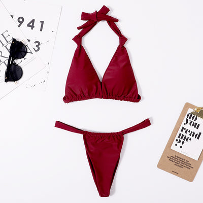 Bikini Anudado de Colores Sólidos Estilo Europeo y Americano - Image 15