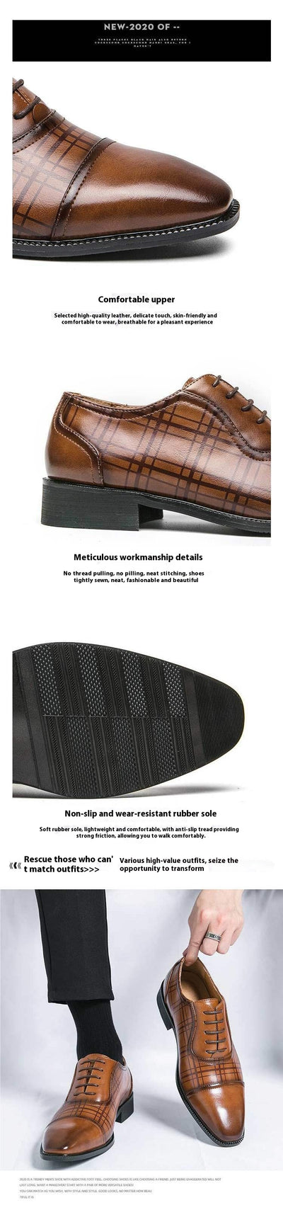 Zapatos de Cuero Ejecutivos Estilo Británico Punta Cuadrada Transpirables - Image 8