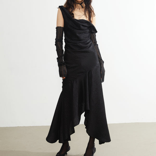 Vestido Vintage Cuello Swing Satén Oscuro