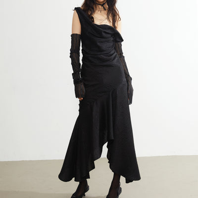 Vestido Vintage Cuello Swing Satén Oscuro