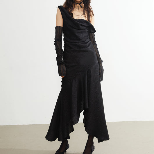 Vestido Vintage Cuello Swing Satén Oscuro