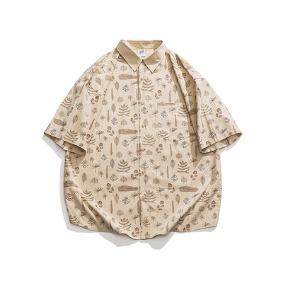 Camisa Suelta Estilo Japonés con Estampado Shell y Solapa - Image 8
