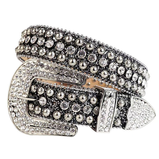 Cinturón de Aleación con Hebilla de Remaches y Cristales Brillantes para Mujer - Image 6