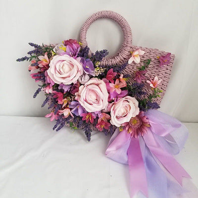 Sombrero de Paja Púrpura con Flor para Mujer - Estilo Raffia - Image 21