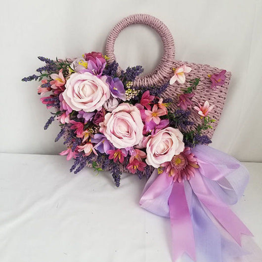 Sombrero de Paja Púrpura con Flor para Mujer - Estilo Raffia - Image 21