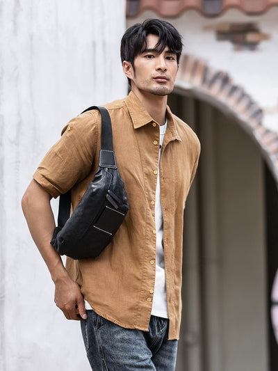 Bolsa Crossbody de Cuero Genuino Tide - Estilo Casual para Hombre - Image 3
