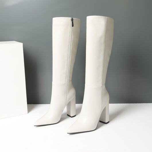 Botas Altas de Tacón Grueso Punta Afilada para Otoño e Invierno - Image 26