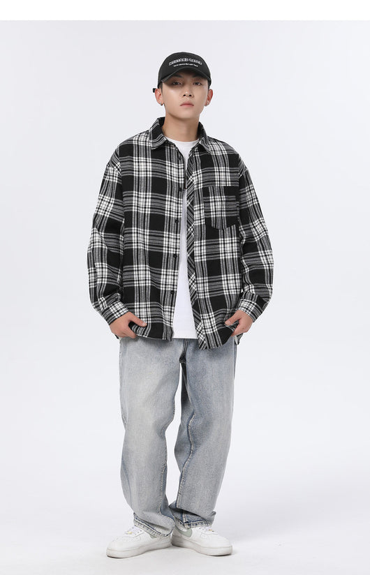 Camisa Casual Retro Cuadros para Hombre - Corte Holgado Primavera Otoño - Image 30