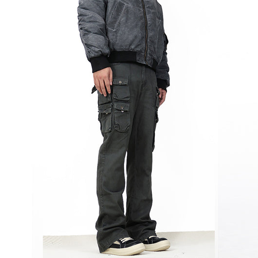 Pantalón de Trabajo Versátil con Múltiples Bolsillos y Corte Acampanado - Image 4