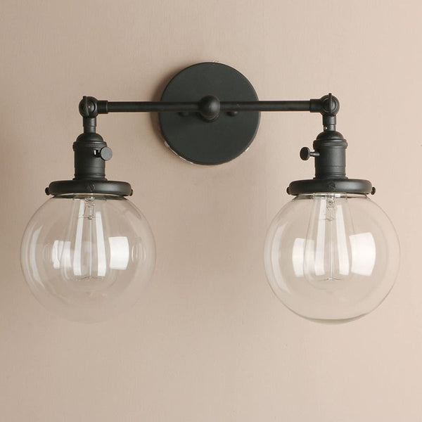 Lámpara de Pared Espejo Esférico Industrial para Dormitorio y Baño