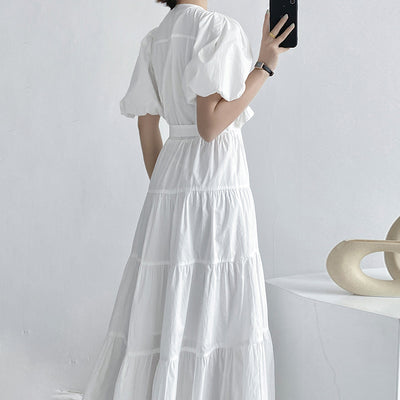 Vestido Elegante para Mujer Cuello Redondo Manga Abullonada Cintura Alta - Image 12