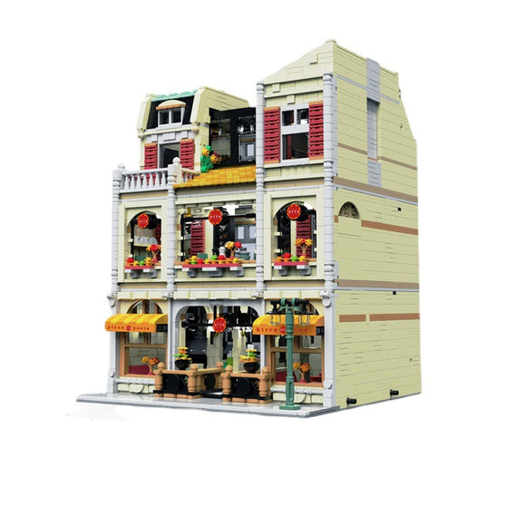 Set de Bloques de Construcción Tienda de Pizza - Escena Urbana Detallada Nivel Avanzado