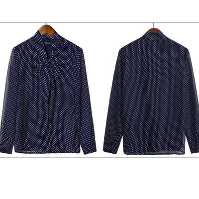 Blusa Elegante de Manga Larga con Cuello de Pie y Moño - Image 9