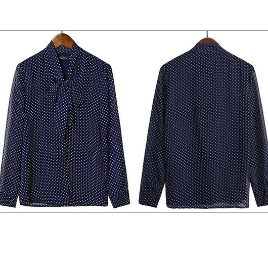 Blusa Elegante de Manga Larga con Cuello de Pie y Moño - Image 9