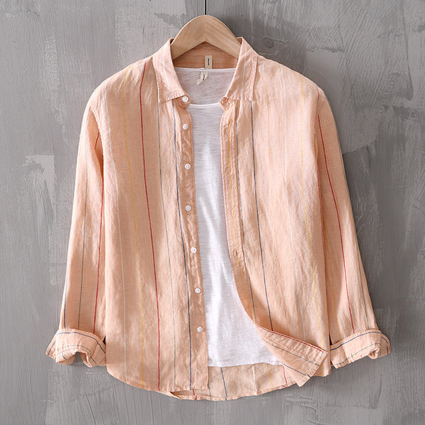 Camisa Casual de Rayas para Hombre - Manga Larga