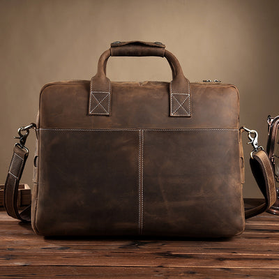 Bolso de Cuero Crazy Horse para Hombre - Estilo Vintage