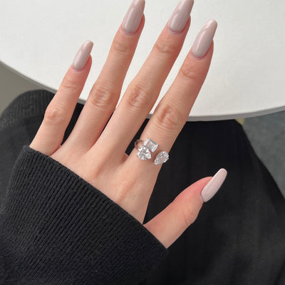 Anillo de Plata 925 para Mujer con Circonia Cúbica en Forma de Corazón y Pera - Image 9