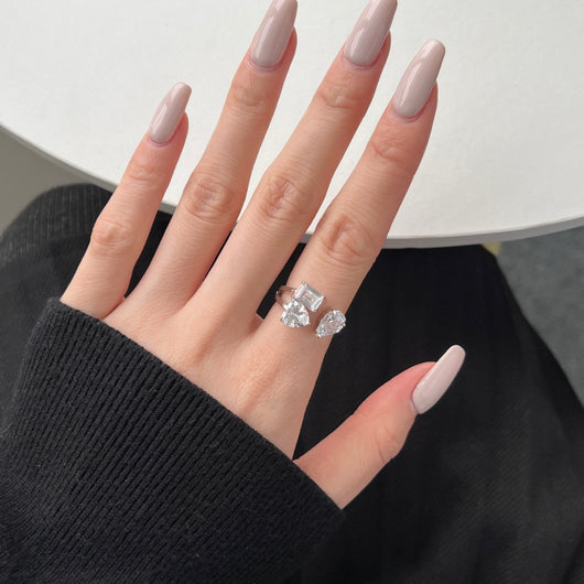 Anillo de Plata 925 para Mujer con Circonia Cúbica en Forma de Corazón y Pera - Image 9