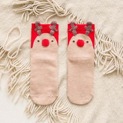 Calcetines Navideños de Algodón Rojo Multicolor para Otoño e Invierno - Image 11