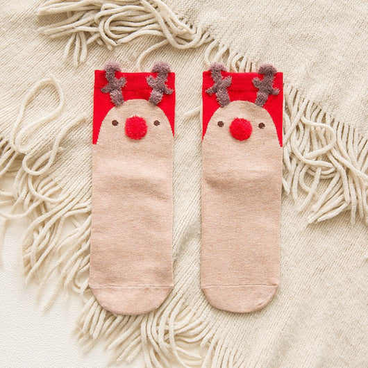 Calcetines Navideños de Algodón Rojo Multicolor para Otoño e Invierno - Image 11