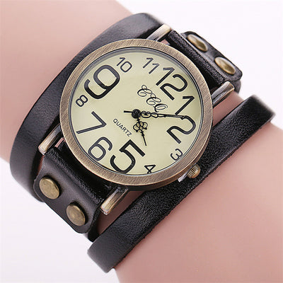 Reloj Retro de Cuero Genuino con Tres Círculos - Unisex - Image 11