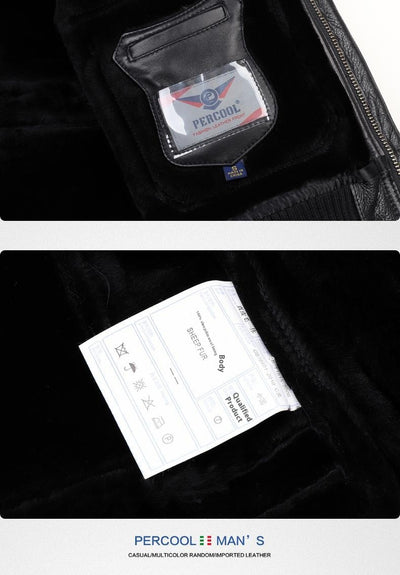 Chaqueta de Cuero Estilo Aviador para Hombre - Image 7