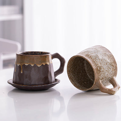 Juego de Taza y Plato de Cerámica Artesanal Estilo Japonés Retro - Image 20